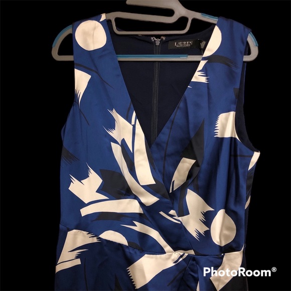 NWT Lauren Ralph Lauren Abstract Midi Dress Size 10 - Picture 6 of 8